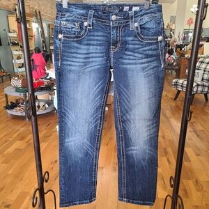Miss Me Mid-Rise Easy Crop Jeans with Rhinestones Size 26